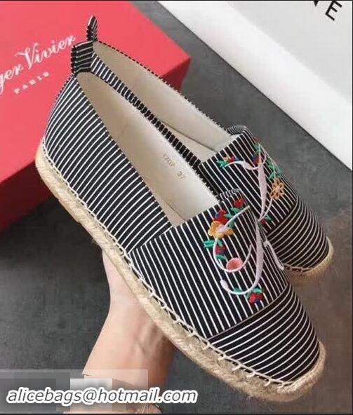 Grade Discount Roger Vivier Espadrilles Blooming RV R8611 Black 2018