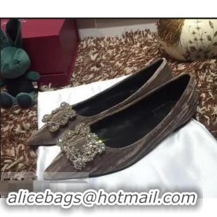 Top Quality Roger Vivier Velvet Flat Ballerinas R8826 Grey 2018