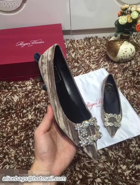 Top Quality Roger Vivier Velvet Flat Ballerinas R8826 Grey 2018