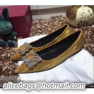 Famous Brand Roger Vivier Velvet Flat Ballerinas R8826 Gold 2018