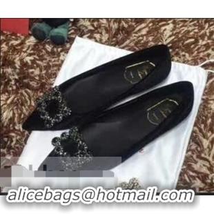 Sale Fashion Roger Vivier Velvet Flat Ballerinas R8826 Black 2018