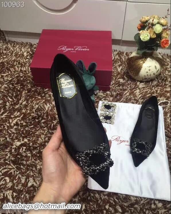 Sale Fashion Roger Vivier Velvet Flat Ballerinas R8826 Black 2018