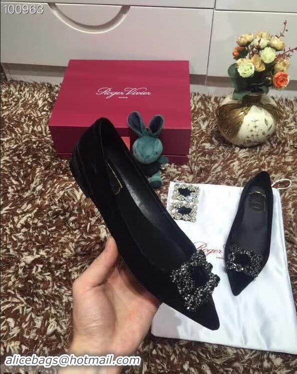 Sale Fashion Roger Vivier Velvet Flat Ballerinas R8826 Black 2018