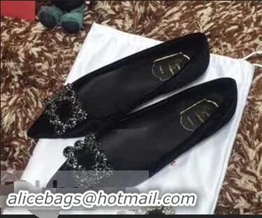 Sale Fashion Roger Vivier Velvet Flat Ballerinas R8826 Black 2018