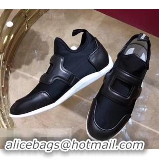 Top Quality Roger Vivier Sporty Viv' Leather Buckle Sneakers R8407 Black 2018