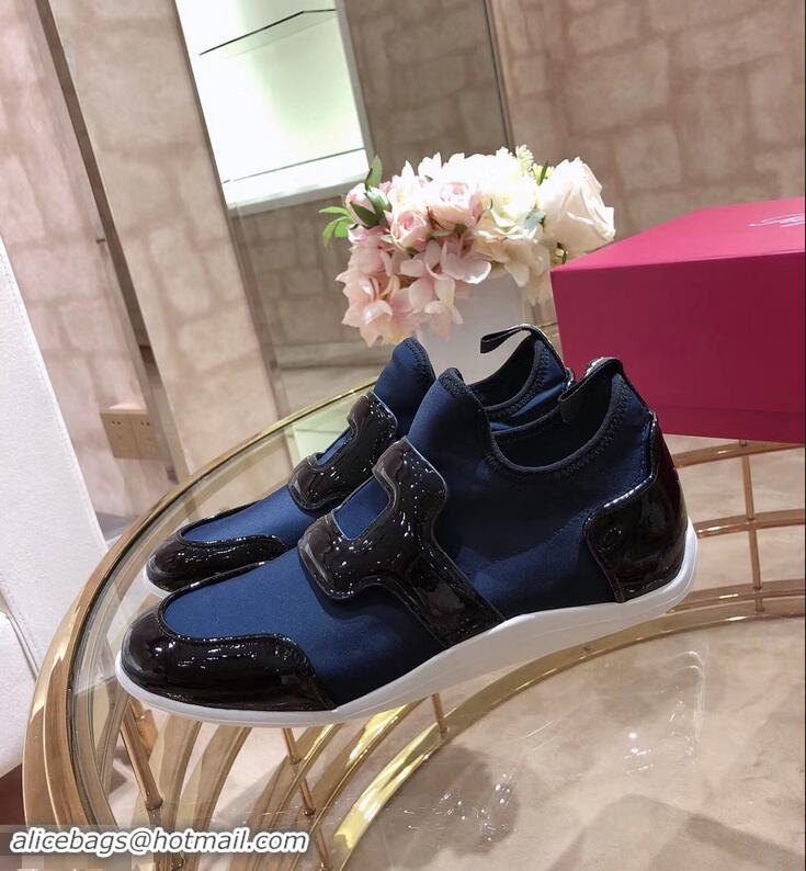 Cheapest Roger Vivier Sporty Viv' Leather Buckle Sneakers R8409 Blue 2018