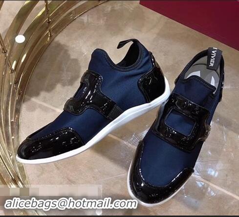 Cheapest Roger Vivier Sporty Viv' Leather Buckle Sneakers R8409 Blue 2018