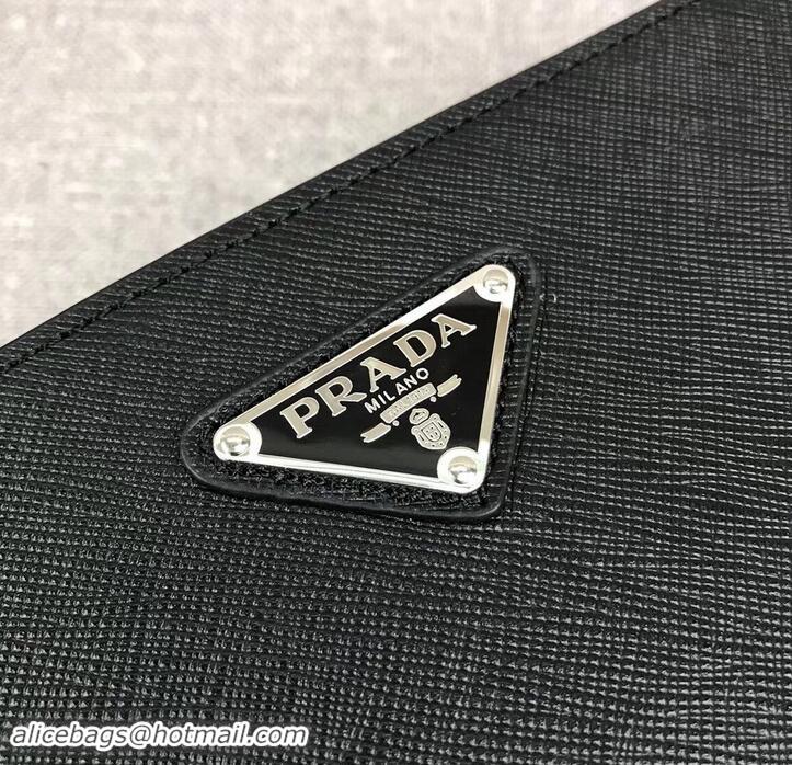 Best Price PRADA MEN'S ZIP AROUND LEATHER CLUTCH BLACK 2VF017