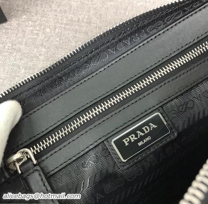 Best Price PRADA MEN'S ZIP AROUND LEATHER CLUTCH BLACK 2VF017