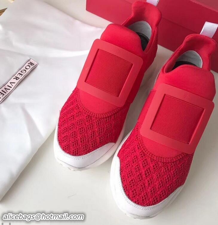 Shop Duplicate Roger Vivier Viv' Run Sneakers R9701 Red 2019