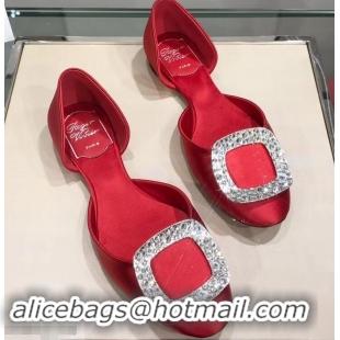 Purchase Cheap Roger Vivier Chips Strass Ballerinas R9101 Silk Red 2019