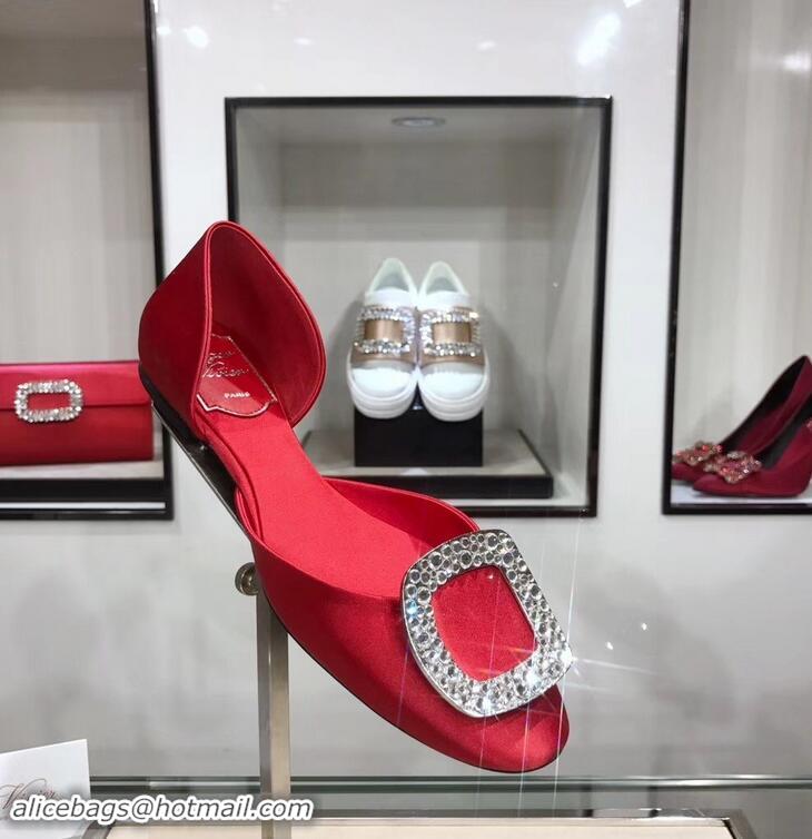 Purchase Cheap Roger Vivier Chips Strass Ballerinas R9101 Silk Red 2019