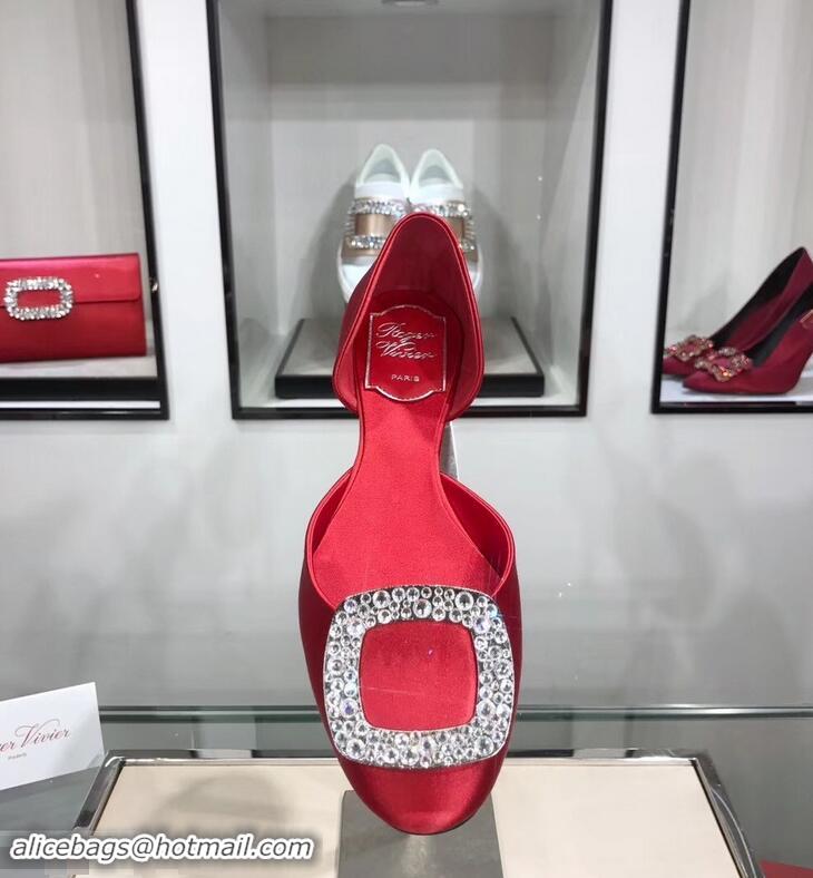 Purchase Cheap Roger Vivier Chips Strass Ballerinas R9101 Silk Red 2019