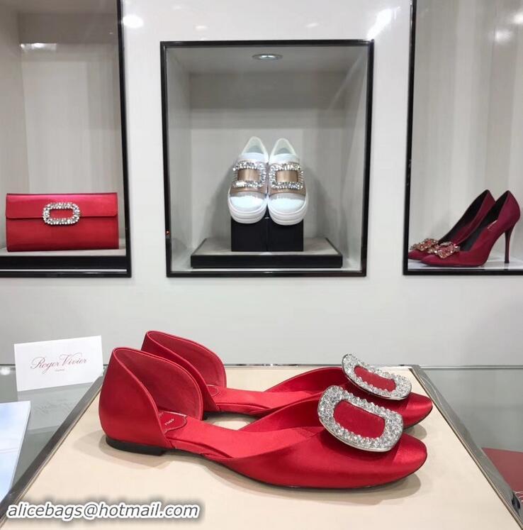 Purchase Cheap Roger Vivier Chips Strass Ballerinas R9101 Silk Red 2019