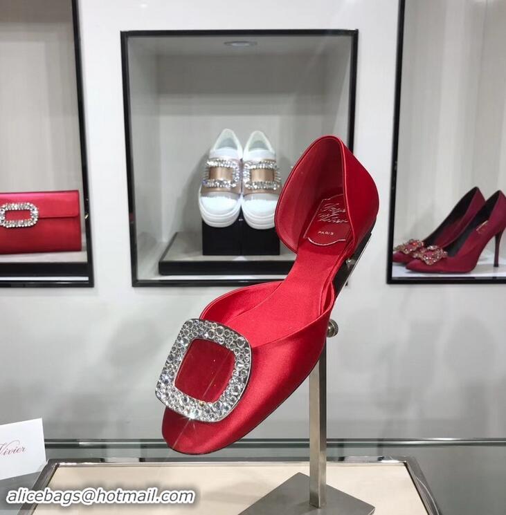 Purchase Cheap Roger Vivier Chips Strass Ballerinas R9101 Silk Red 2019