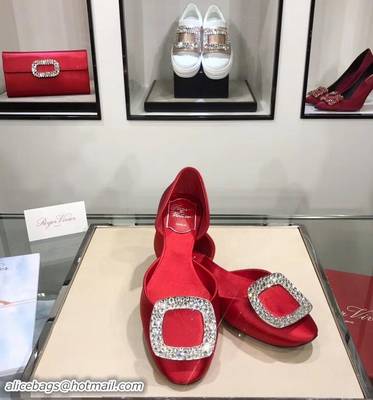 Purchase Cheap Roger Vivier Chips Strass Ballerinas R9101 Silk Red 2019