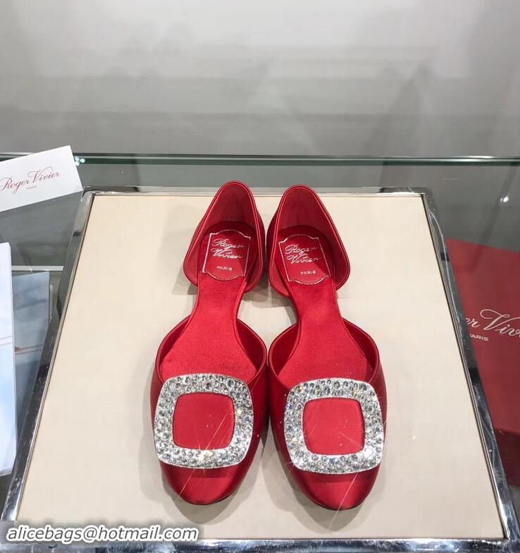 Purchase Cheap Roger Vivier Chips Strass Ballerinas R9101 Silk Red 2019