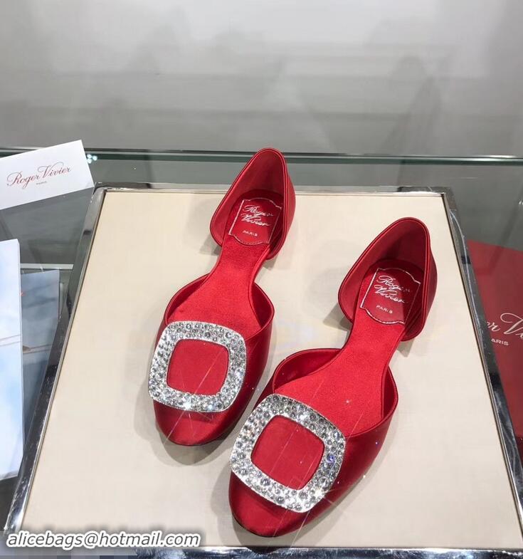 Purchase Cheap Roger Vivier Chips Strass Ballerinas R9101 Silk Red 2019