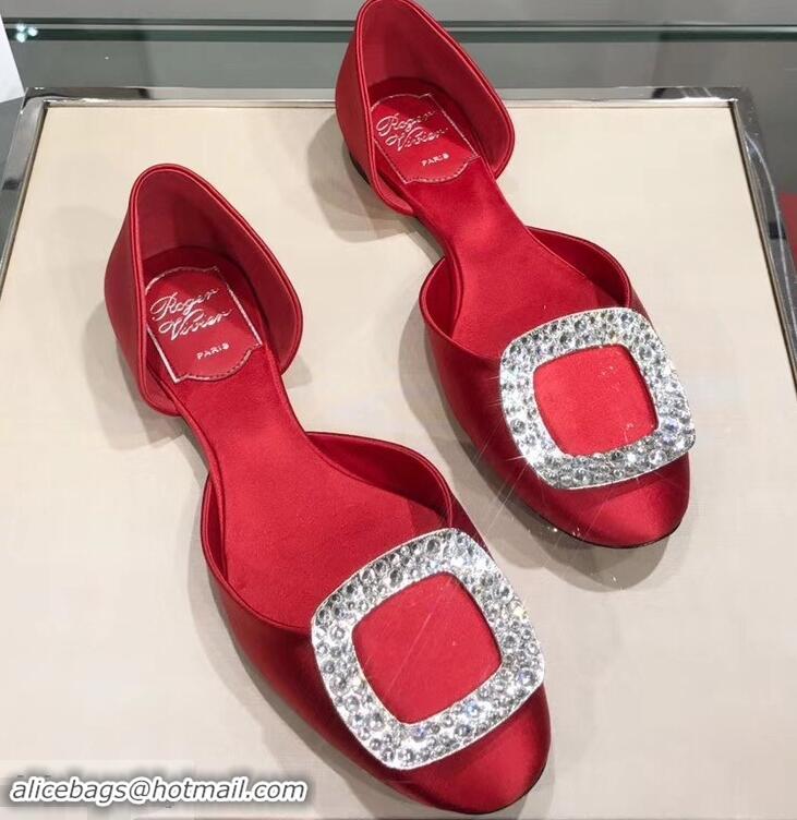 Purchase Cheap Roger Vivier Chips Strass Ballerinas R9101 Silk Red 2019