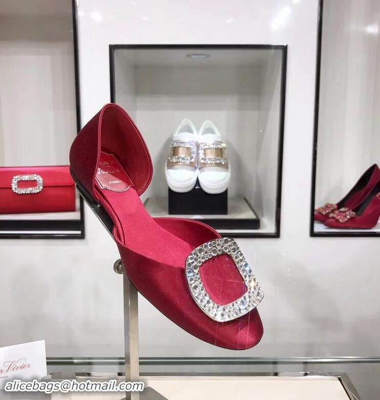 Trendy Design Roger Vivier Chips Strass Ballerinas R9101 Dark Red 2019