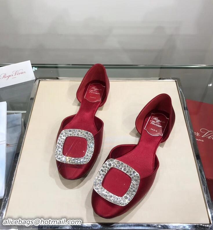 Trendy Design Roger Vivier Chips Strass Ballerinas R9101 Dark Red 2019