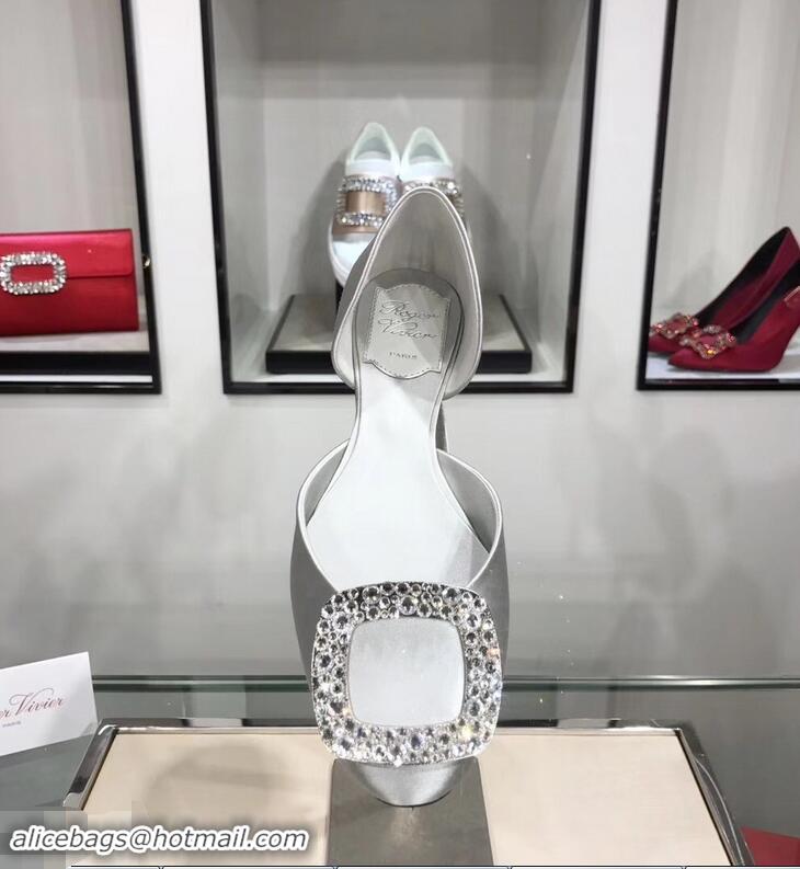 Grade Imitation Roger Vivier Chips Strass Ballerinas R9101 Silk Silver 2019