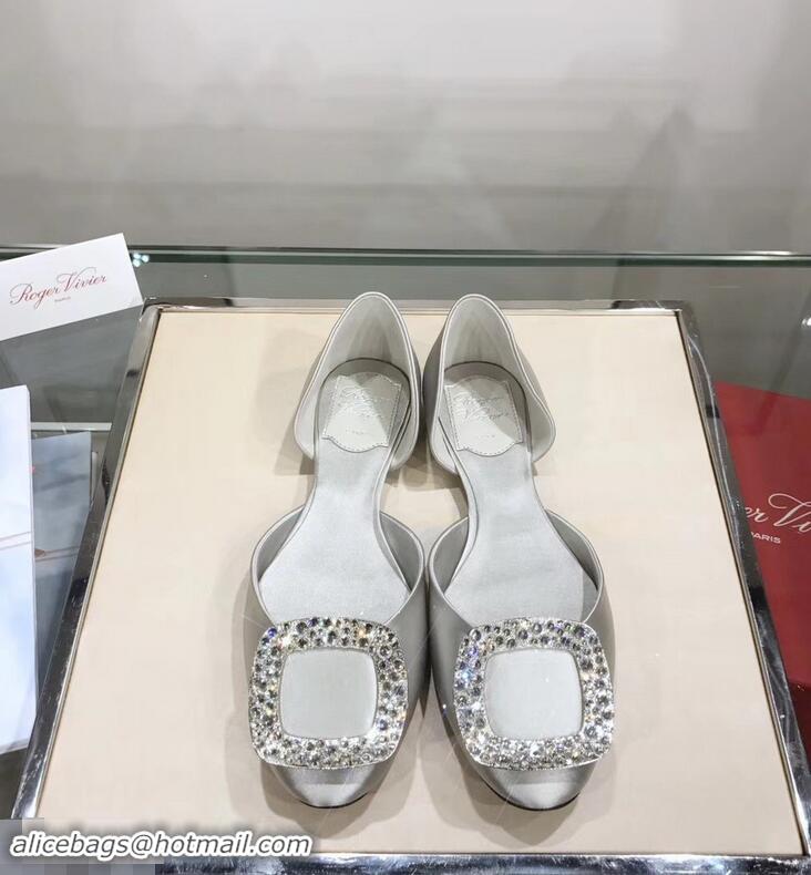 Grade Imitation Roger Vivier Chips Strass Ballerinas R9101 Silk Silver 2019