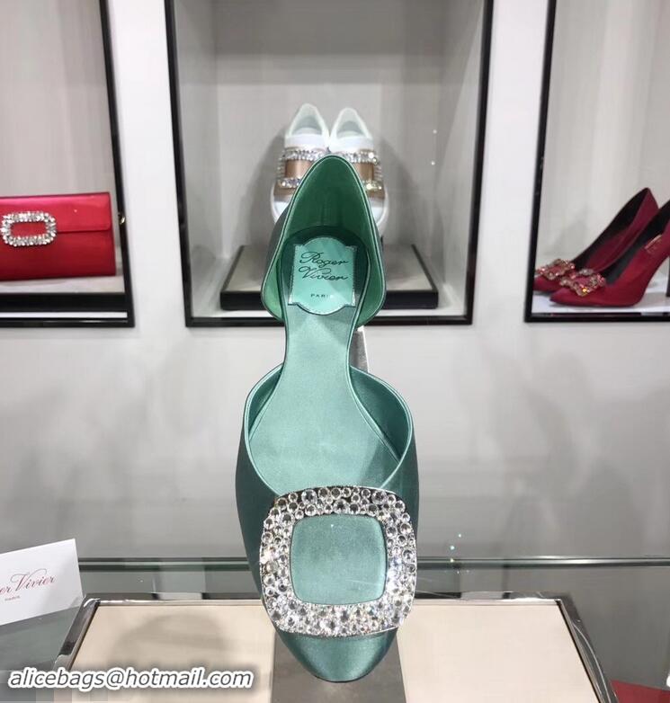 Original Cheap Roger Vivier Chips Strass Ballerinas R9101 Silk Light Green 2019