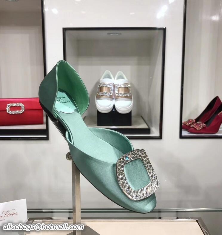 Original Cheap Roger Vivier Chips Strass Ballerinas R9101 Silk Light Green 2019