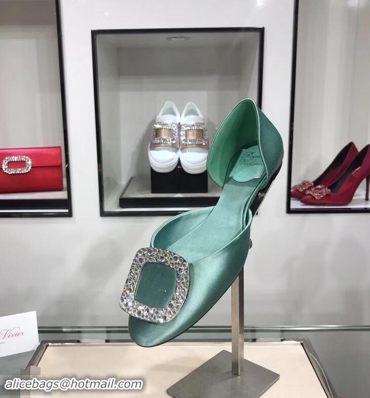 Original Cheap Roger Vivier Chips Strass Ballerinas R9101 Silk Light Green 2019