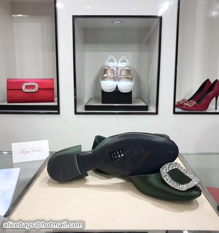 Chic Cheap Roger Vivier Chips Strass Ballerinas R9101 Silk Dark Green 2019