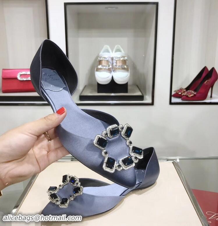 Fashion Ladies Roger Vivier Dorsay Crown Jewels Ballerinas R9210 Gray 2019