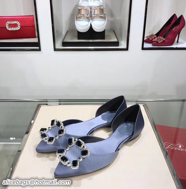 Fashion Ladies Roger Vivier Dorsay Crown Jewels Ballerinas R9210 Gray 2019