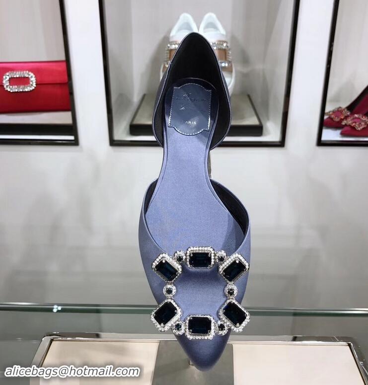 Fashion Ladies Roger Vivier Dorsay Crown Jewels Ballerinas R9210 Gray 2019