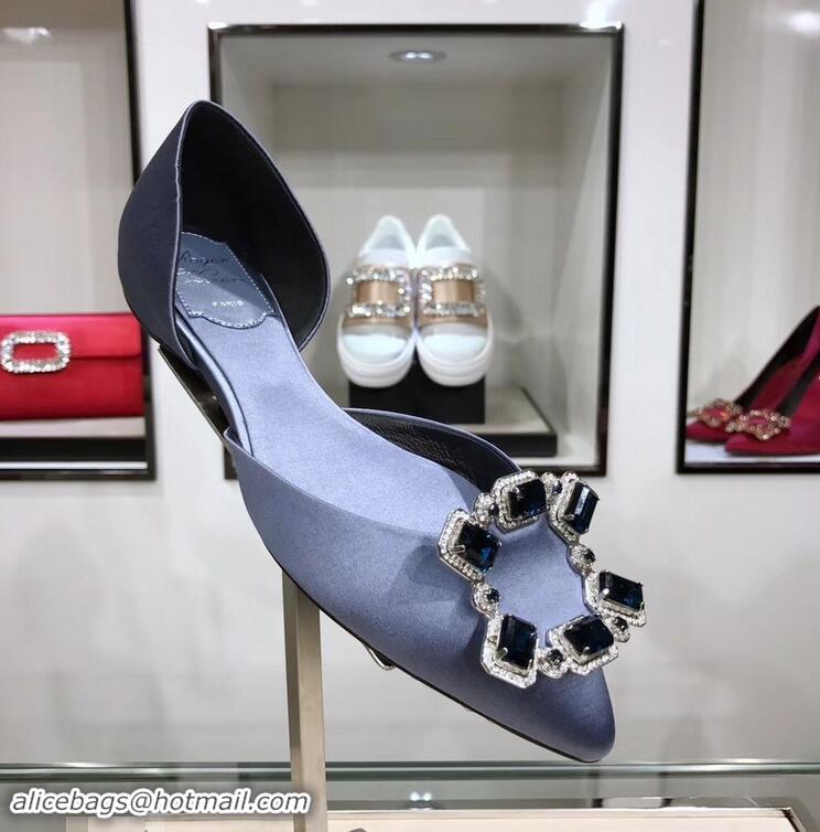 Fashion Ladies Roger Vivier Dorsay Crown Jewels Ballerinas R9210 Gray 2019