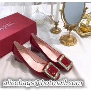 Cheapest Roger Vivier Heel 4.5cm Calfskin Metal Buckle Pumps R8998 Red 2019