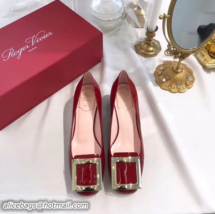 Cheapest Roger Vivier Heel 4.5cm Calfskin Metal Buckle Pumps R8998 Red 2019