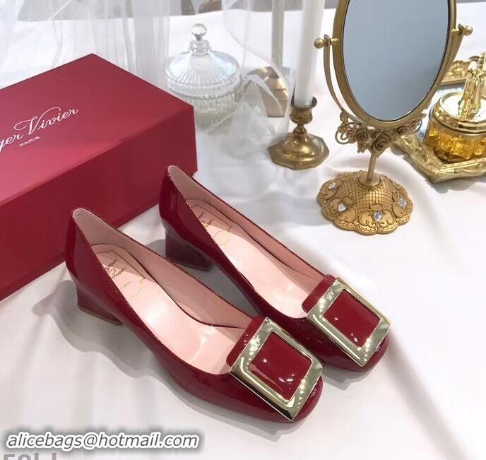 Cheapest Roger Vivier Heel 4.5cm Calfskin Metal Buckle Pumps R8998 Red 2019