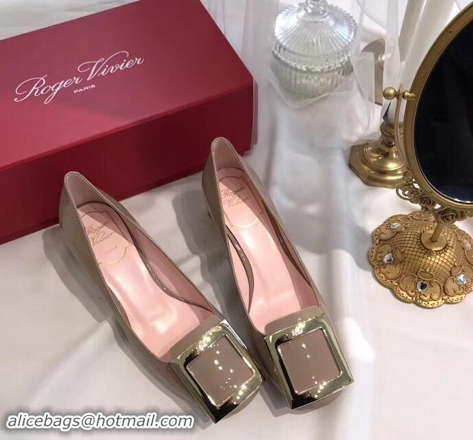 Grade Quality Roger Vivier Heel 4.5cm Patent Leather metal Buckle Pumps R8903 Cameo 2019