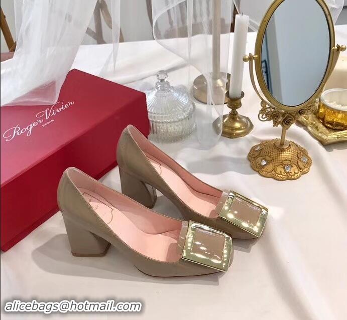 Buy Cheap Roger Vivier Heel 8.5cm Patent Leather metal Buckle Pumps R8904 Cameo 2019