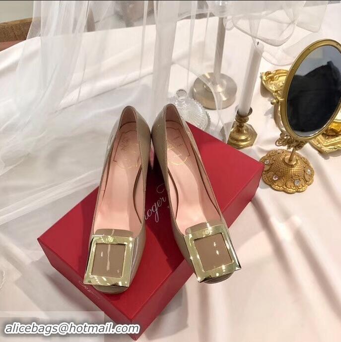 Buy Cheap Roger Vivier Heel 8.5cm Patent Leather metal Buckle Pumps R8904 Cameo 2019