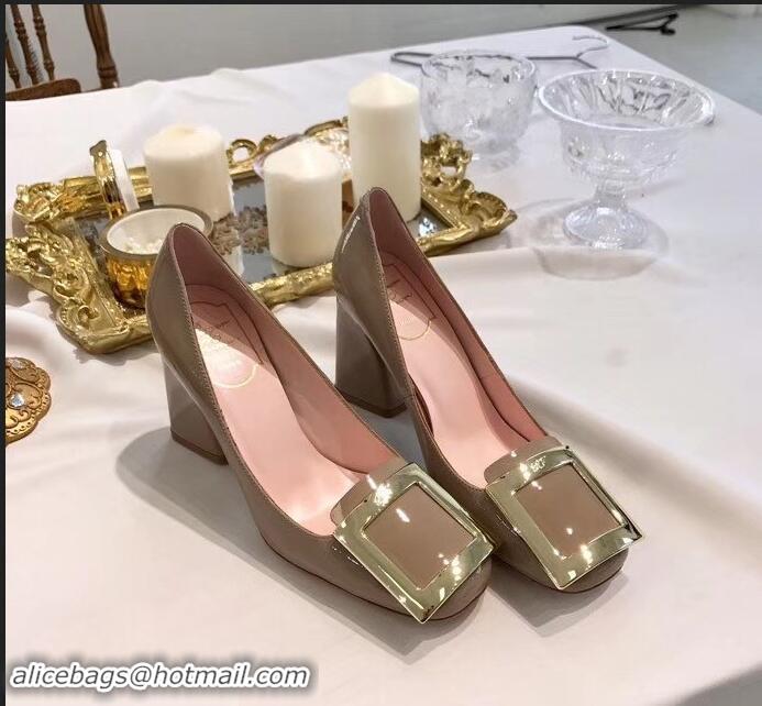 Buy Cheap Roger Vivier Heel 8.5cm Patent Leather metal Buckle Pumps R8904 Cameo 2019