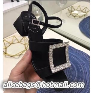 Imitation Roger Vivier Strass Buckle Bikiviv' Heel Sandals R9601 Black