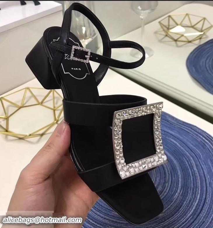 Imitation Roger Vivier Strass Buckle Bikiviv' Heel Sandals R9601 Black