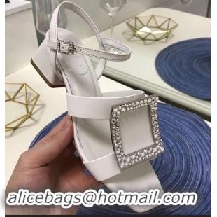 Top Quality Roger Vivier Strass Buckle Bikiviv' Heel Sandals R95601 White