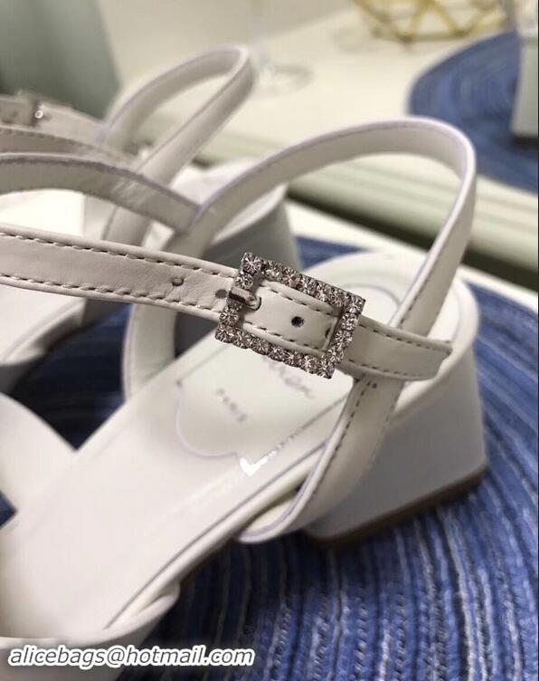 Top Quality Roger Vivier Strass Buckle Bikiviv' Heel Sandals R95601 White