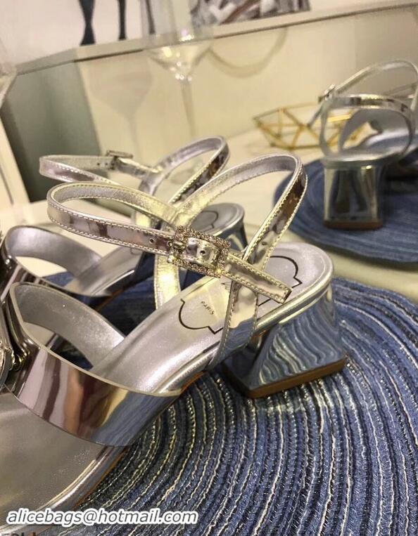 Buy Discount Roger Vivier Strass Buckle Bikiviv' Heel Sandals R95601 Silver