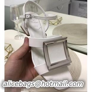 Market Sells Roger Vivier Metal Buckle Bikiviv' Heel Sandals R9504 White