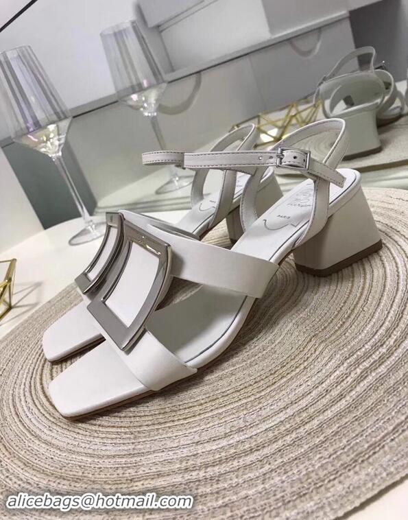 Market Sells Roger Vivier Metal Buckle Bikiviv' Heel Sandals R9504 White