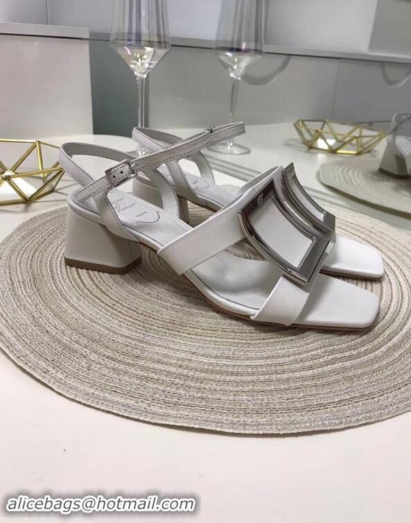 Market Sells Roger Vivier Metal Buckle Bikiviv' Heel Sandals R9504 White